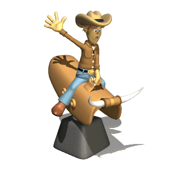 Cowboy riding a mechanical bull